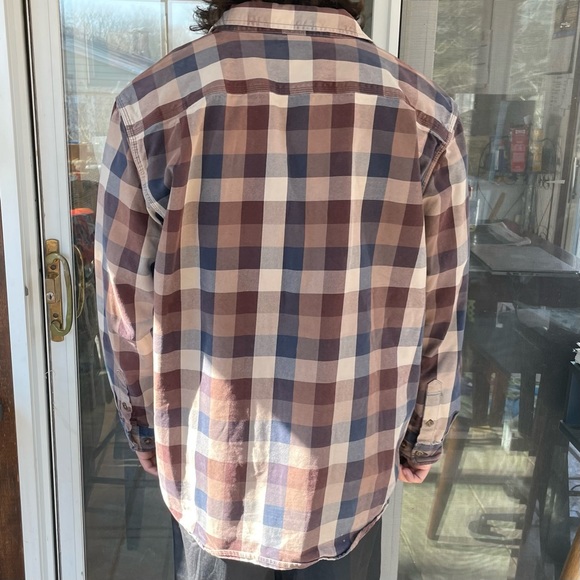Carhartt Plaid Cotton Work Shirt Size XL Workwear Heavyweight Brown - Picture 4 of 7
